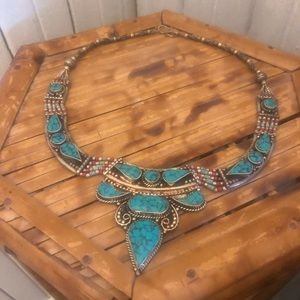 One of a kind vintage turquoise sterling necklace
